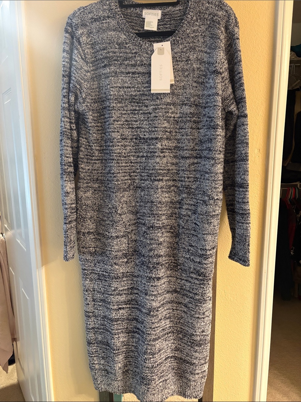 Softies Women's Heather Black Knit Sweater Dress